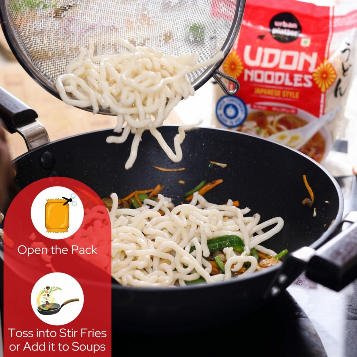 Urban Platter Thick Udon Noodles, (2N x 200g | Ready to Use | Use in Ramen and Stir Fries) (400g (Pack of 3)) - Image 5 thumbnail