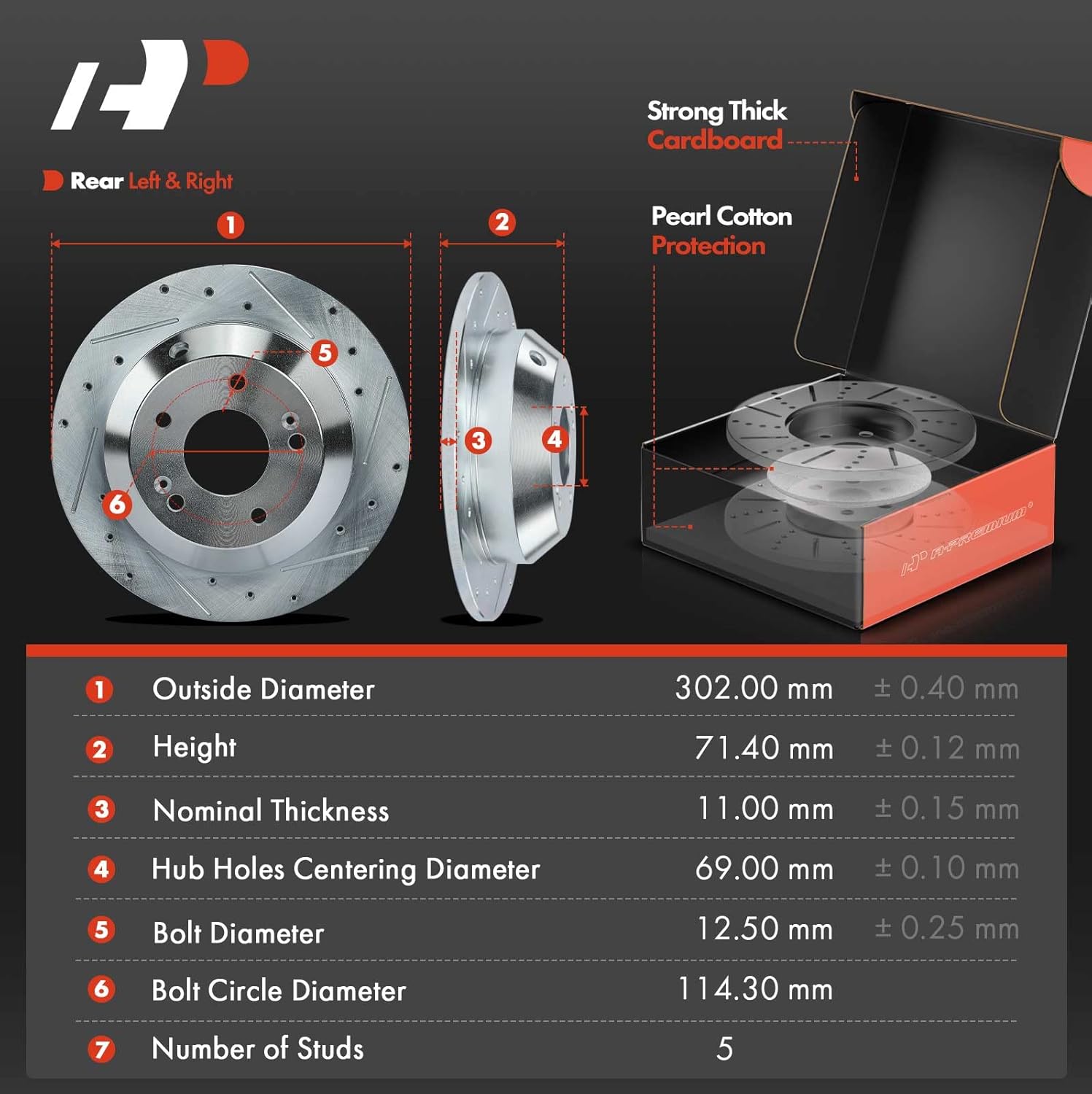A-Premium Front and Rear Drilled and Slotted Disc Brake Rotors + Ceramic Pads Kit Compatible with Select Kia Model - Sorento 2016 2017 2018 2019, 2.0L 2.4L 3.3L, 12-PC Set