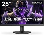 KOORUI 25 Inch Curved Gaming Monitor, FHD (1920 x 1080) 240Hz 1ms Display, 1500R Curve, AdaptiveSync, 90% DCI-P3, HDR10, HDMI 2.0/DP 1.4, VESA, G2511XC