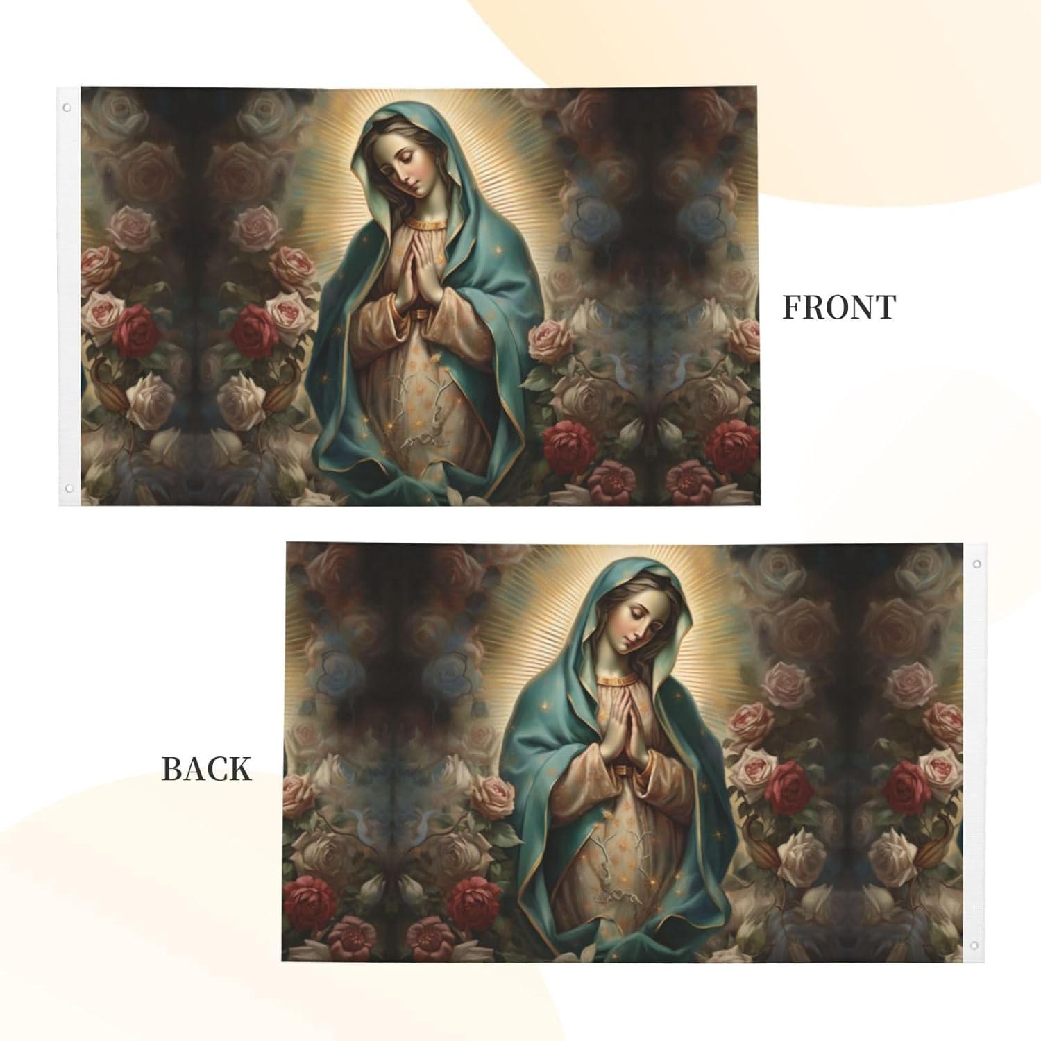 Generic Holly Mary Blessed Virgin Mary Our Lady of Guadalupe Mother of God 3x5 Ft Flag - Durable Polyester, Double-sided Design for Outdoor or Indoor Use22, Black