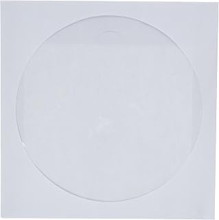 CD/DVD White Paper Sleeves with Clear Window, 250 Pack