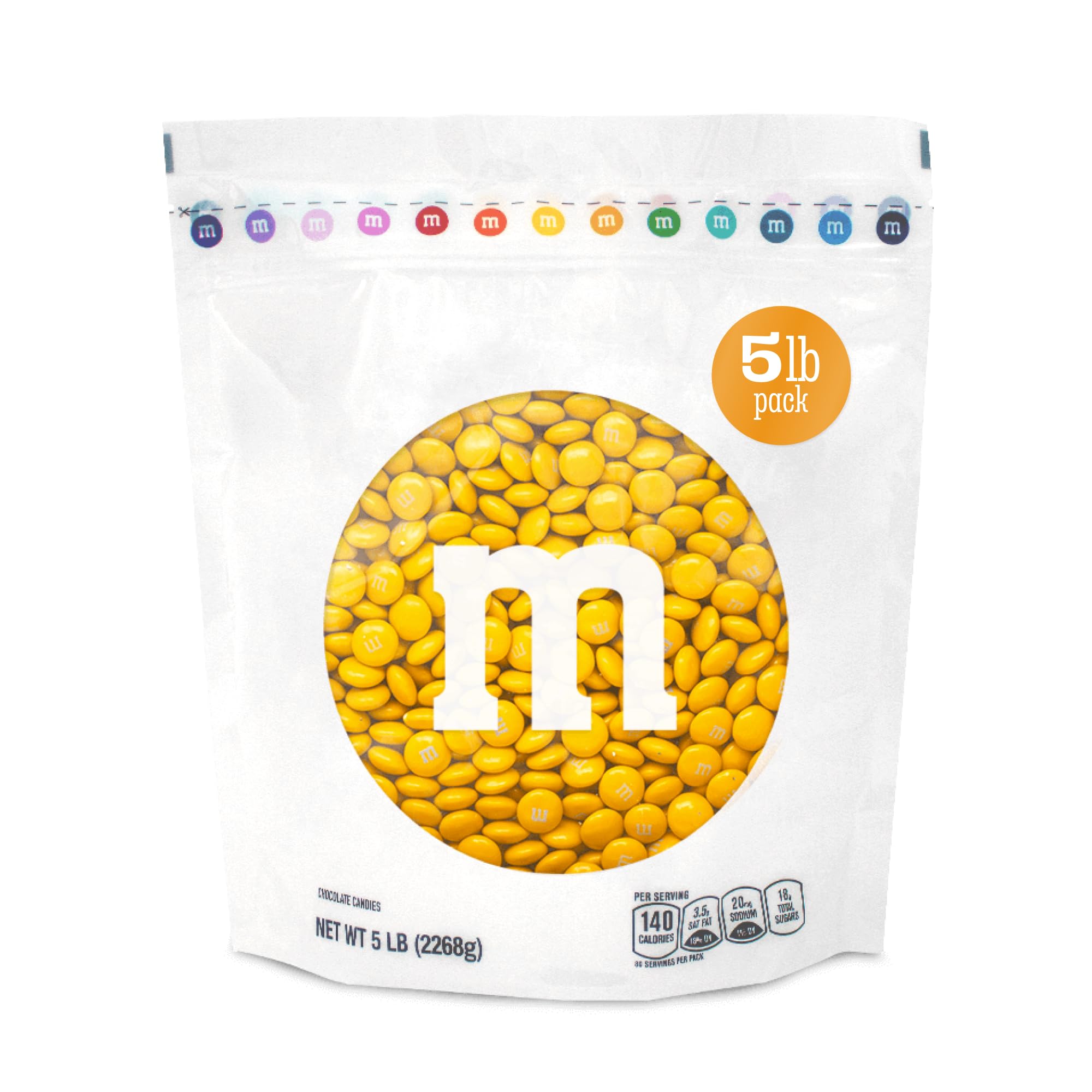M&M’S WORLD M&M’S Yellow Milk Chocolate Candy - 5-Pound Chocolate Candy Bulk for Party Favors, Birthdays, Easter, Graduations, Themed Celebrations, and More