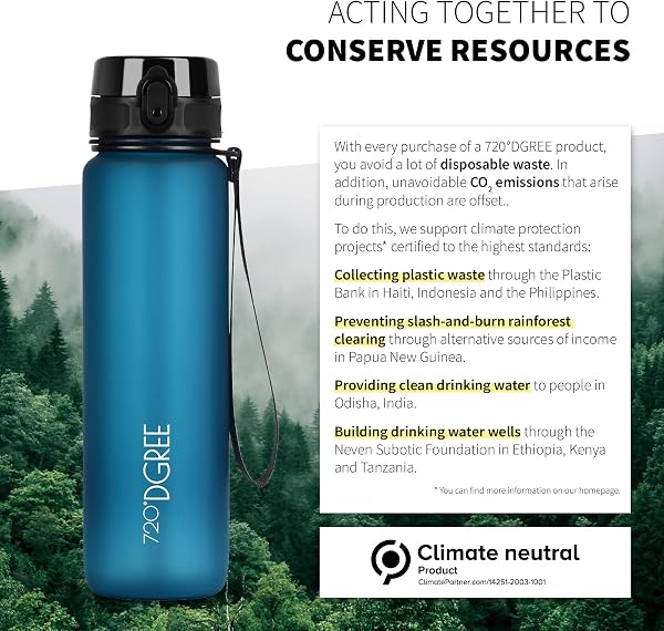 720°DGREE Bottiglia d'Acqua “uberBottle“ +Setaccio Frutta - 350ml, 500ml, 650ml, 1l, 1,5l - Tritan Senza-BPA, Prova Perdite - Il Borraccia Sportiva, Fitness, Ciclismo, Palestra, Scuola, Università - 5