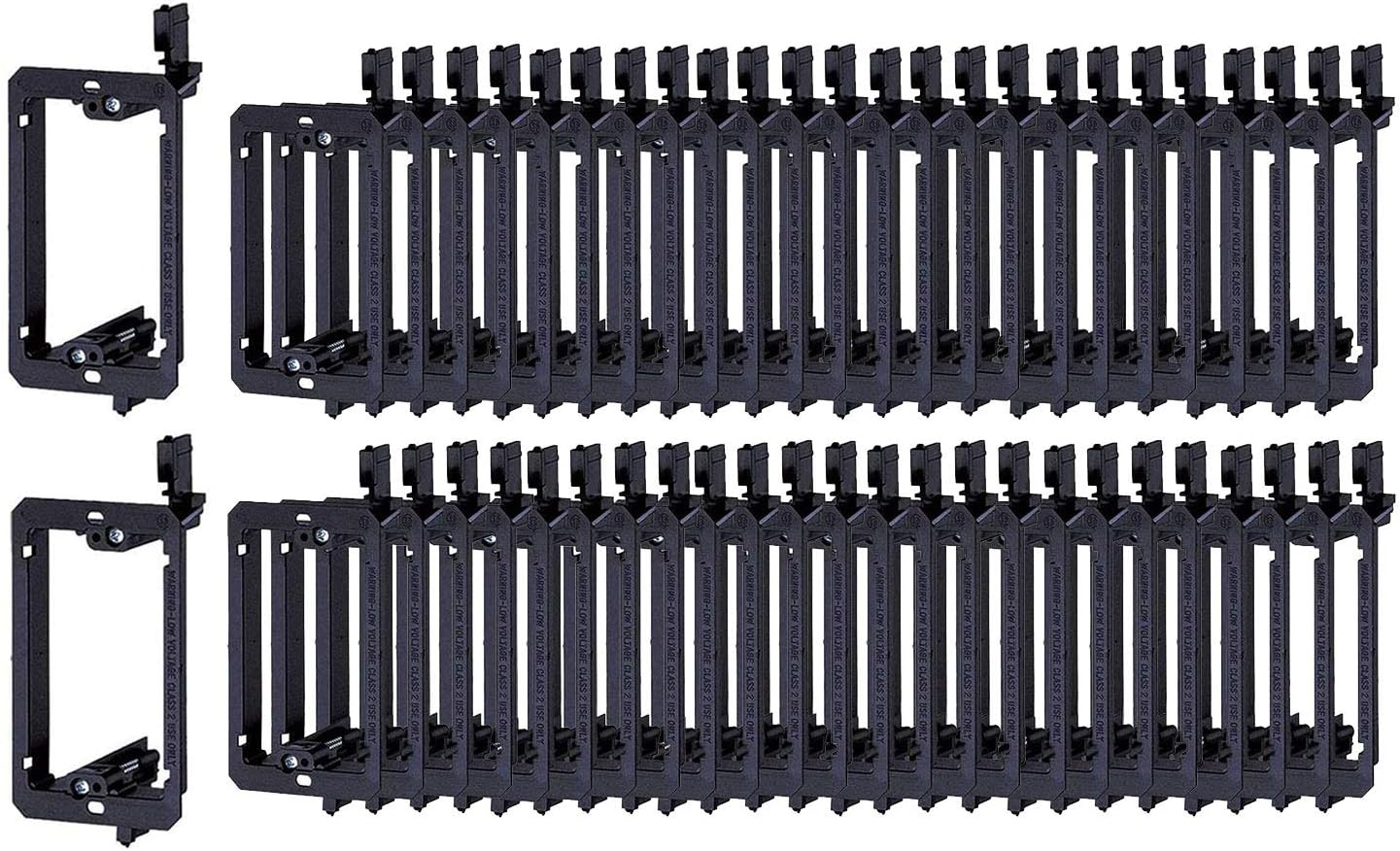 iMBAPrice Single Gang 1-Gang (50-Pack) Low Voltage Non-Metallic Wall Mounting Bracket for Data Jacks, Coaxial Cable outlets, Phone Jacks, Cable Management and More - Black