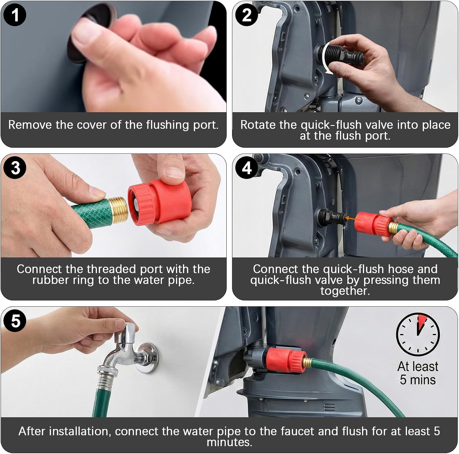 Outboard Flush Kit, suitable for outboard rinsing after saltwater use—Red