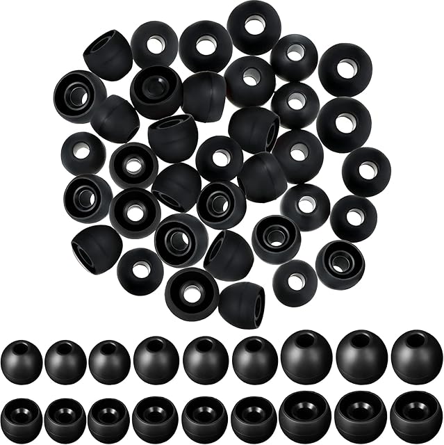 36 Pieces Replacement Earbuds Silicone Eartips Replacement Earphone Tips Earbud Noise Isolation Cover, 3 Sizes (Black)