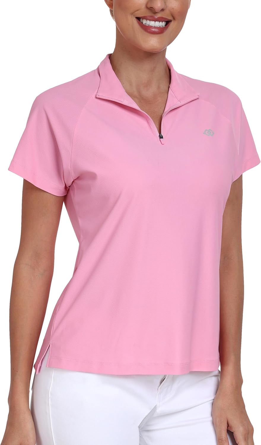 MoFiz Women's Golf Polo Shirt UPF 50+ Sun Protection Quick-Dry Short Sleeve T-Shirt 1/4 Zip Collared Athletic Tennis Tops