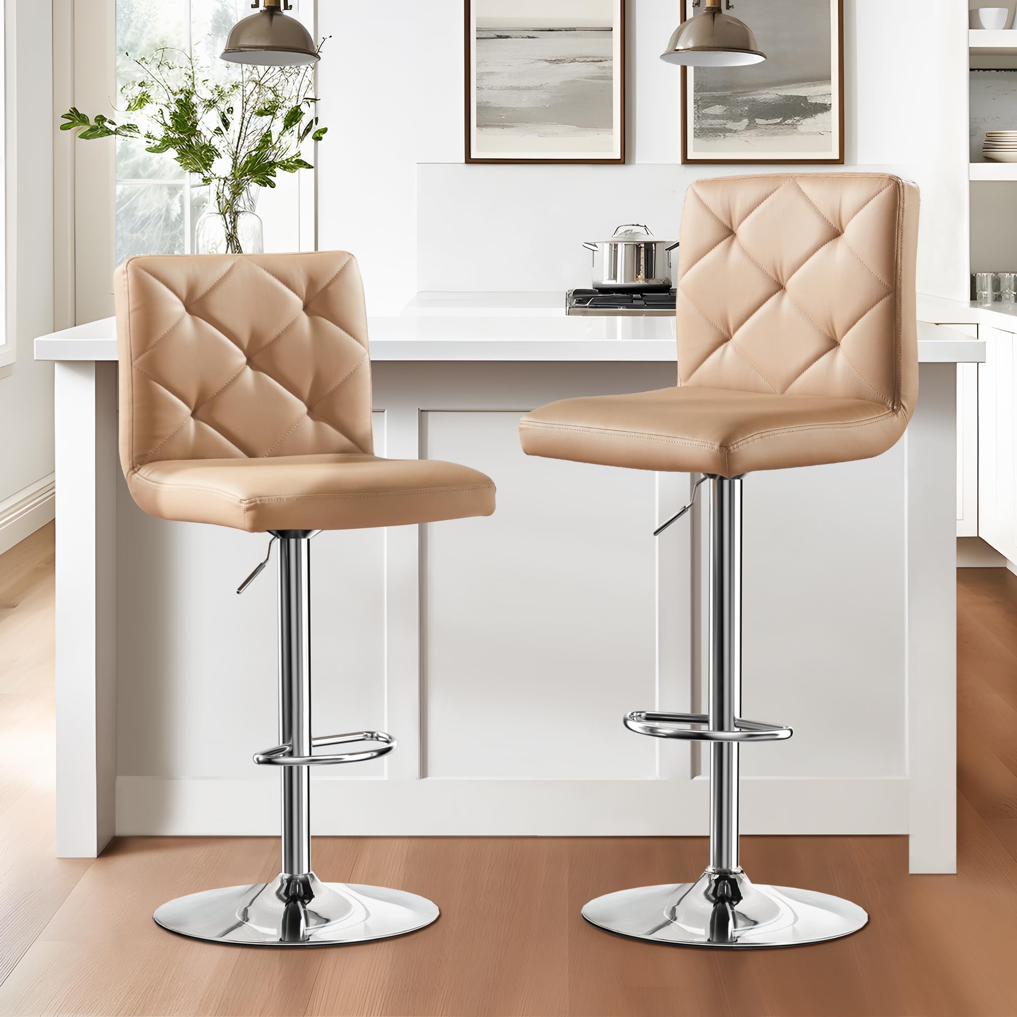 NicBex Adjustable Bar Stools Swivel Barstools, Modern PU Leather Dining Room Kitchen Island Counter Bar Stools Set of 2
