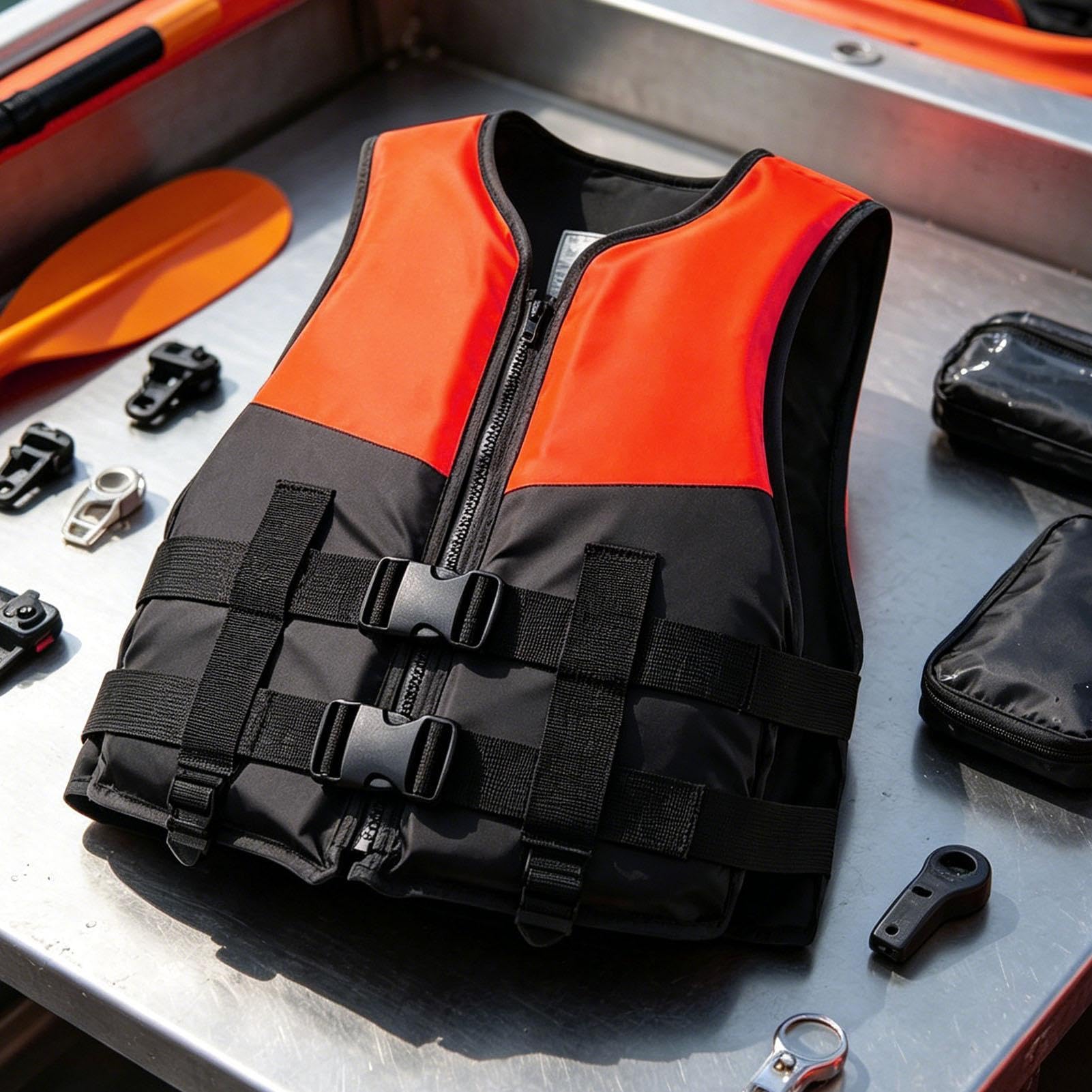 Giacca da Nuoto Galleggiante Alta Galleggiabilità Tessuto Oxford Gilet Salvagente Regolabile Sicurezza Giubbotto Snorkeling Mare per Uomo Donna