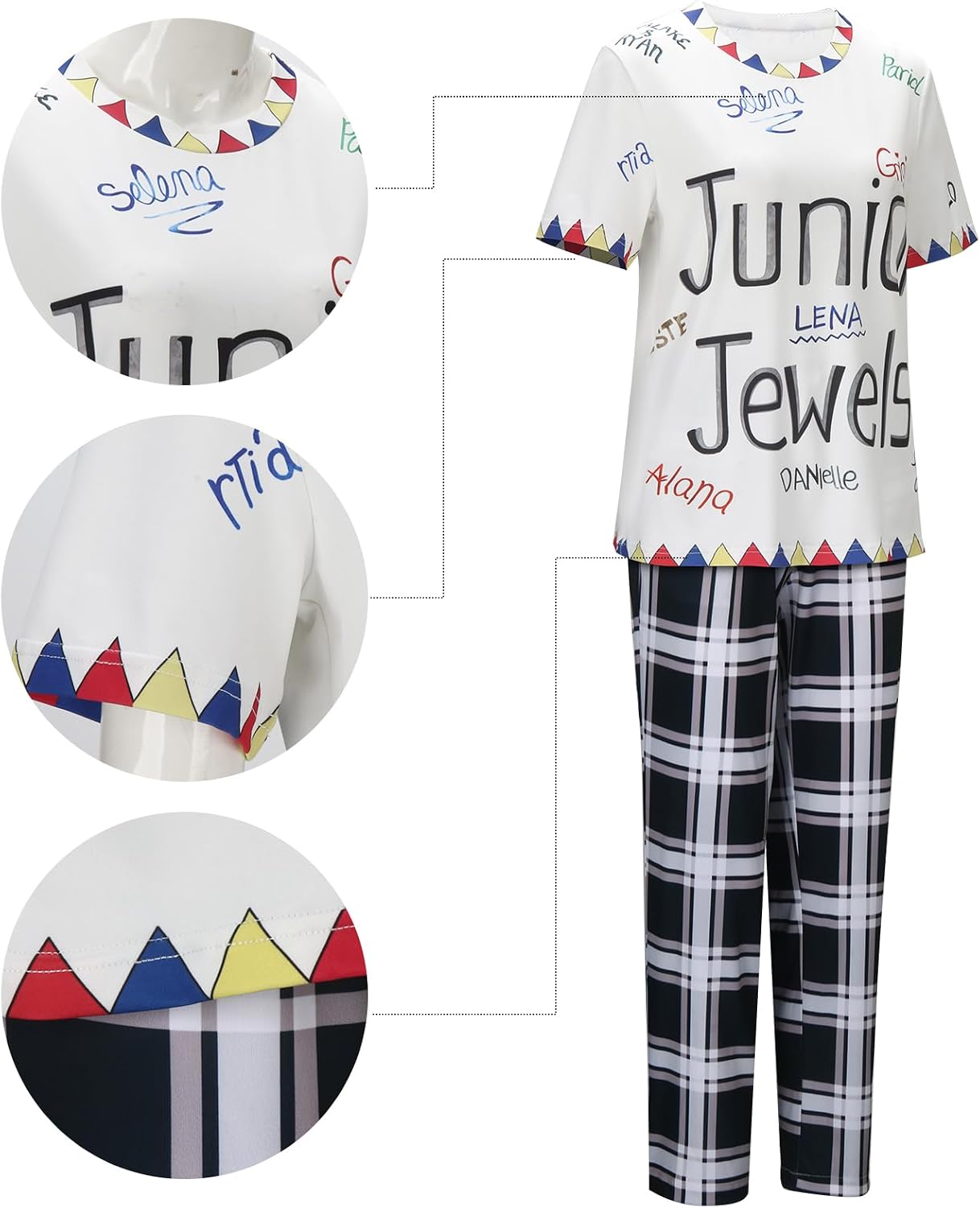 Adult Women Tay Tay Concert Pjs Shirt Pants Set Girls Swift Tshirt Plaid Pajama Pants Halloween Costume Outfit