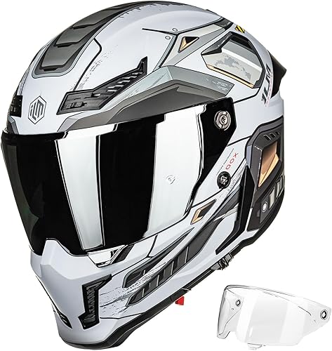 Miniatura 1 de ILM Cascos para Motocicleta para Adultos Hombres Mujeres Cara Completa DOT ECE Powersports Visera Dual para Carreras en Carretera con Pinlock Modelo