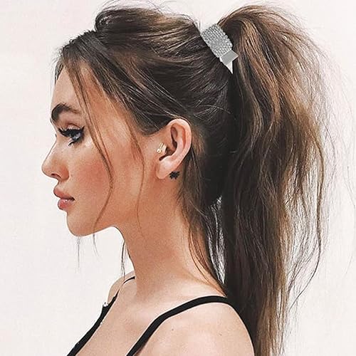 Miniatura 6 de FRDTLUTHW Pinzas pequeñas de 1.77 pulgadas para cola de caballo alta, pinzas de pelo de tiburón con diamantes de imitación para mujeres, cabello