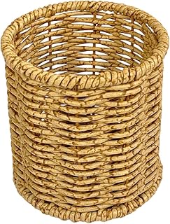 Woven Pencil Holder - Rattan Desk Organizer, Pen Storage Container, Desktop Stationery Basket, Handmade Office Supply Organizer | Cosmetic Brush Arrangement Display, Decorative Countertop Accessories
