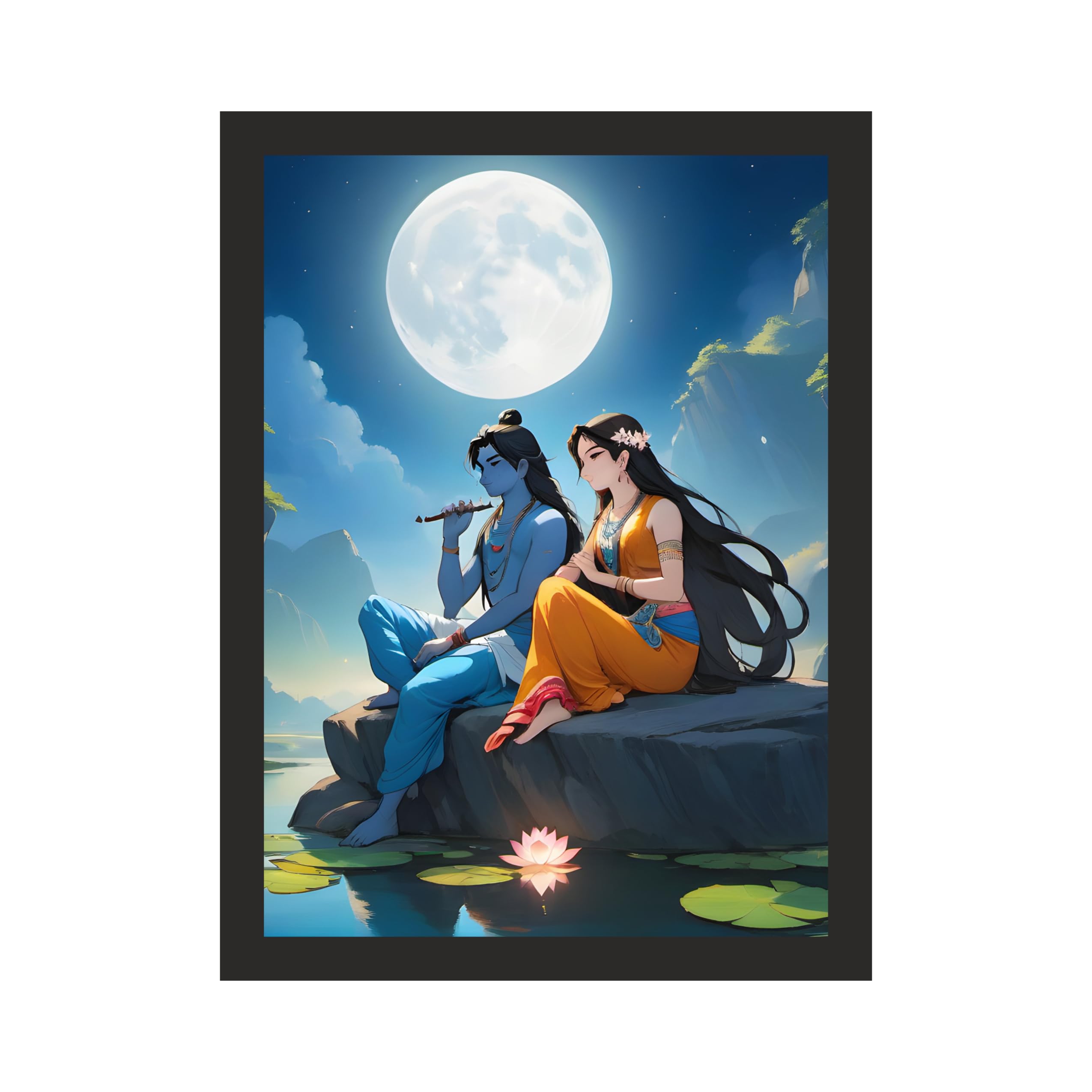 Monumental Moonlit Radha Krishna Art - 30x40