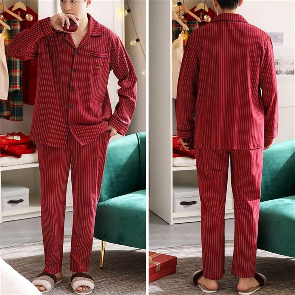 Pajamas men's spring and autumn models cotton long-sleeved home clothes red suit