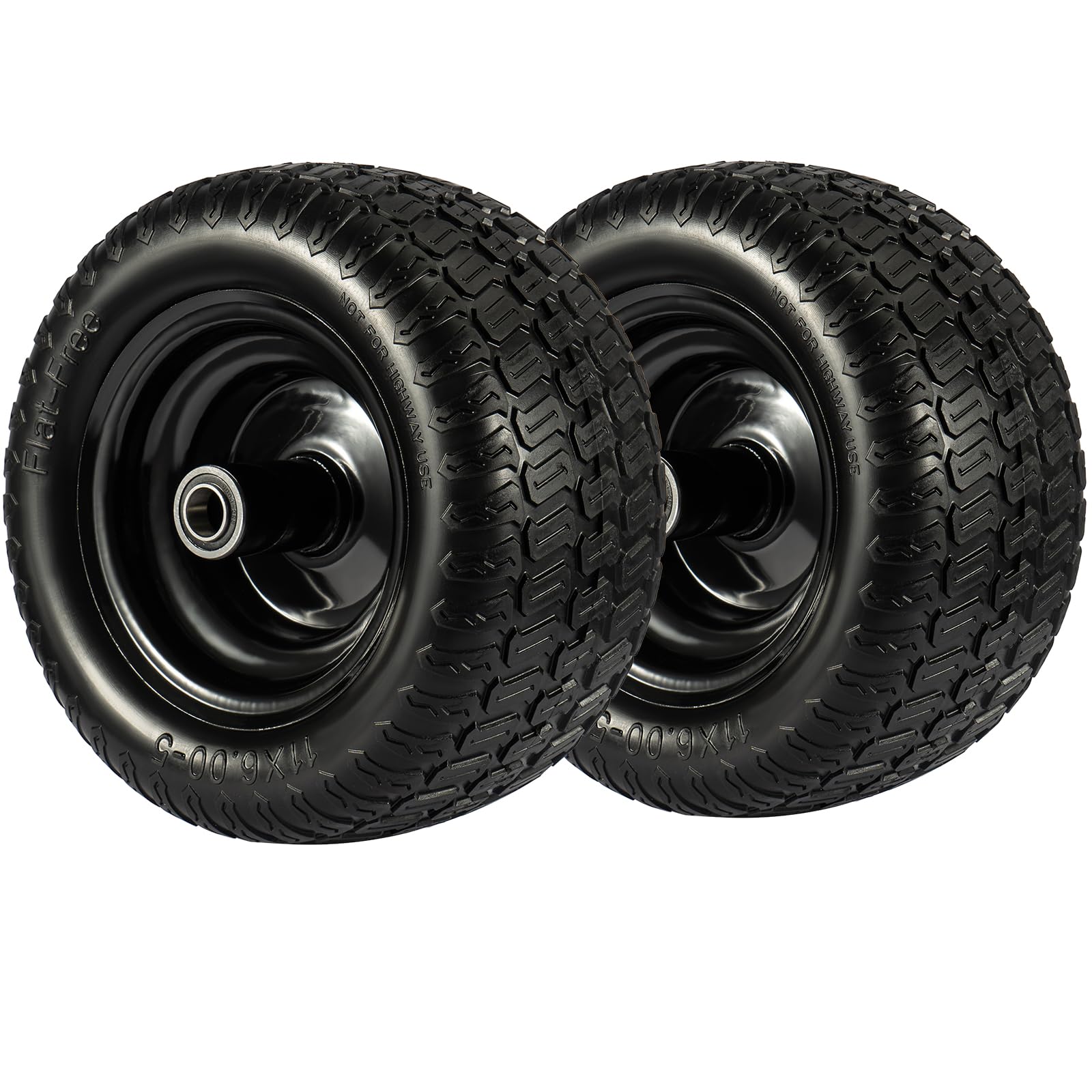 Neumático para cortacésped de 11 x 6.0-5 pulgadas, patrón plano, 2 piezas con rodamientos de 3/4 pulgadas o 5/8 pulgadas y 1/2 pulgadas, rodamientos de 6 a 8 pulgadas, carga 400 libras para giro cero