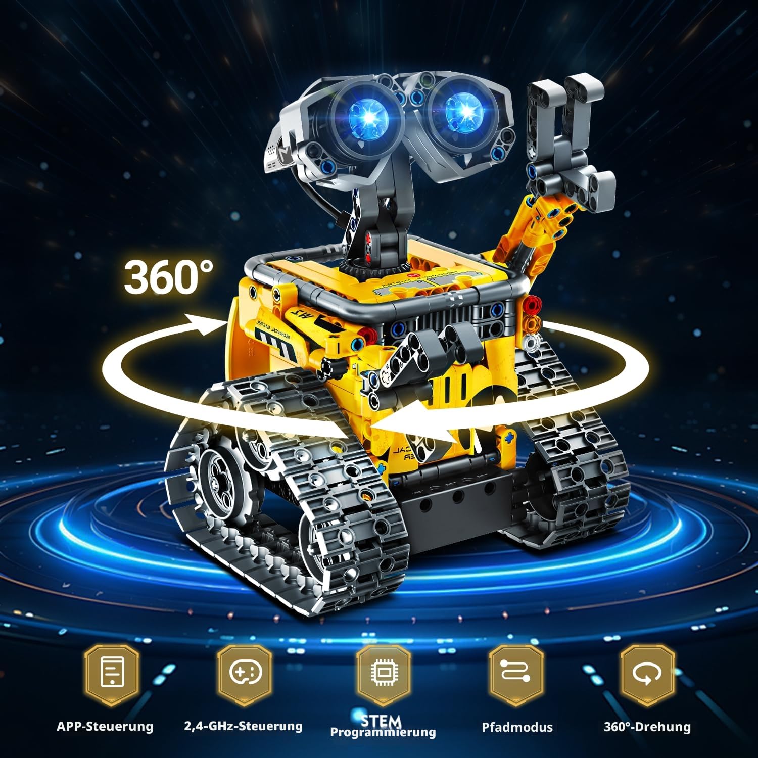 PLAXSOON Technik Roboter Bauspielzeug für Kinder, 5 in 1 App & Fernsteuerung Wall Roboter Panzer Dinosaurier Baustein, 520 Stück RC Programmierbares Spielzeug Geschenk für Jungen Mädchen 6-12+