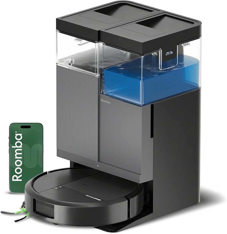 Roomba Plus 415 Robot Combo de aspiradora y fregona, 20.000 Pa de succión, 90 días de vaciado automático, muelle multifunción, autolimpieza y secado en caliente, evitación inteligente de obstáculos, fregonas giratorias de elevación, ideal para mascotas