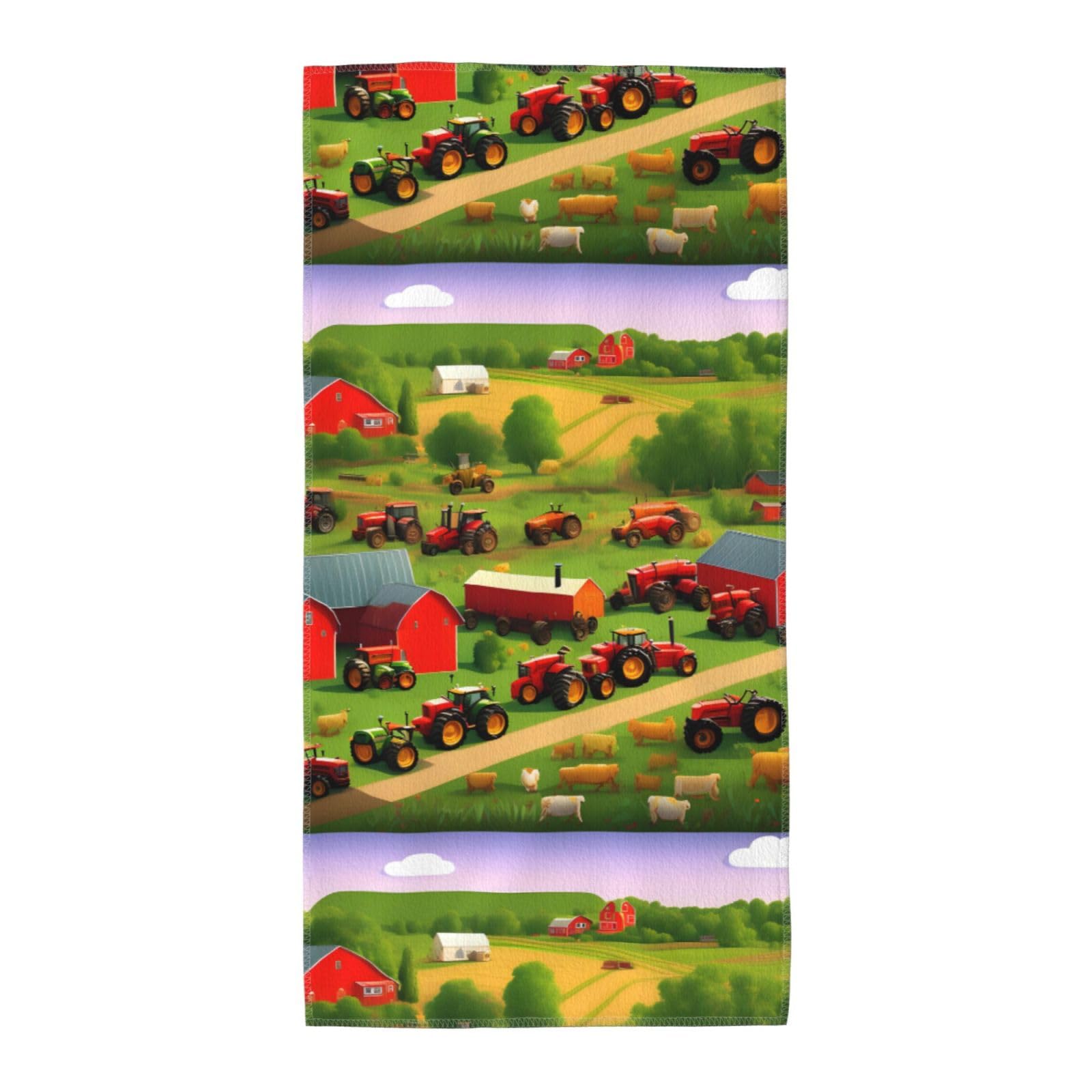 Cbaaghh Tractor Farm Print Towel, Towels Thick Face Towels Fast Drying Washcloth For Bath, Spa, Gym