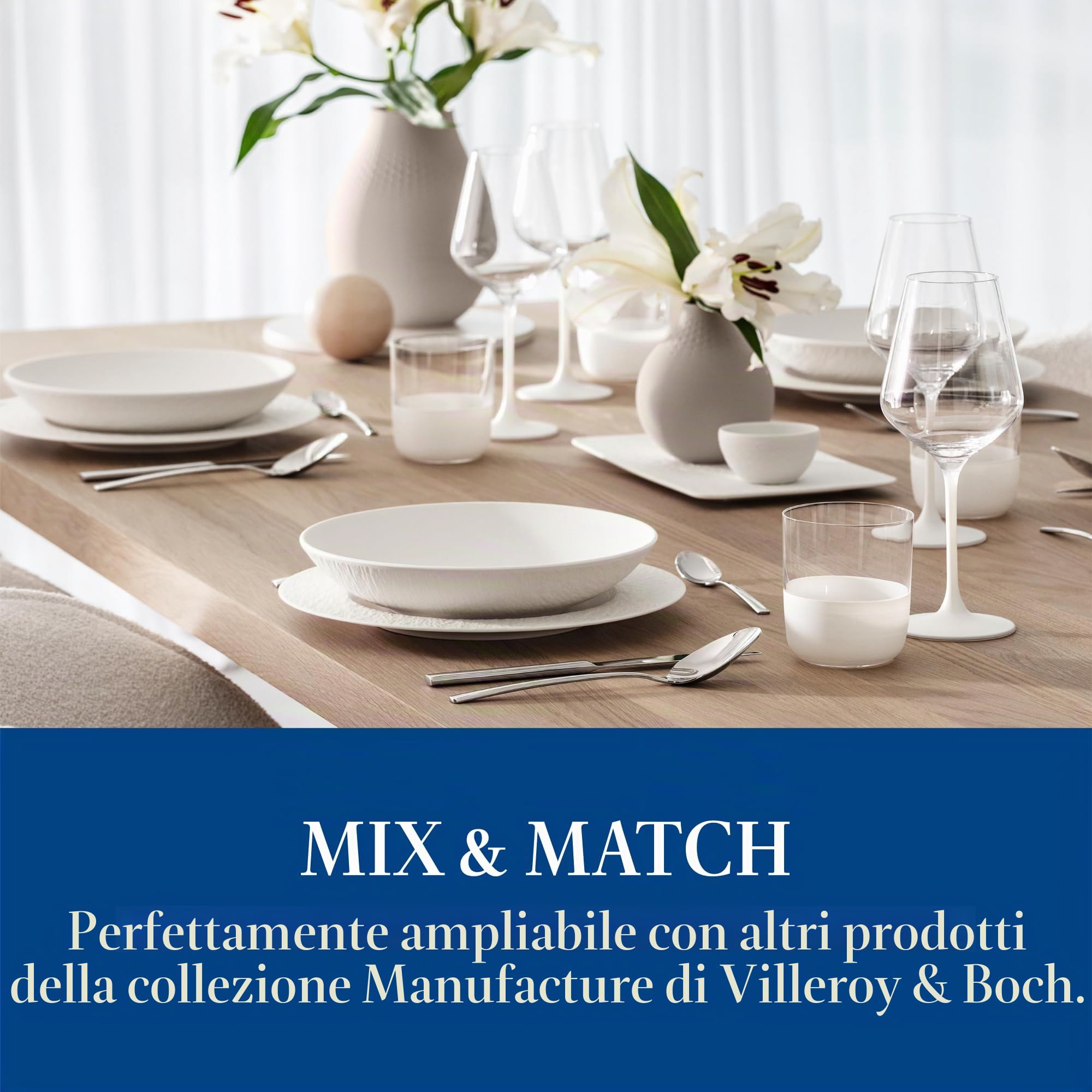 Villeroy & Boch - Manufacture Rock blanc Set di calici per vino rosso, 4 pezzi. Set di bicchieri per vino rosso, 470 ml, Cristallo, Effetto ardesia bianca opaca