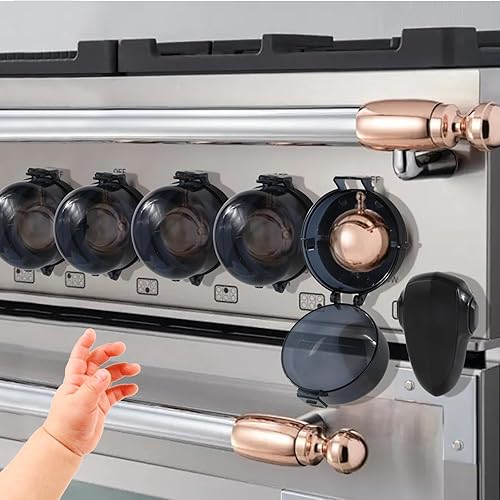 Paquete de 5 + 1 fundas de seguridad para pomos de estufa para niños, cerradura de puerta de horno a prueba de niños, a prueba de bebés, cerradura