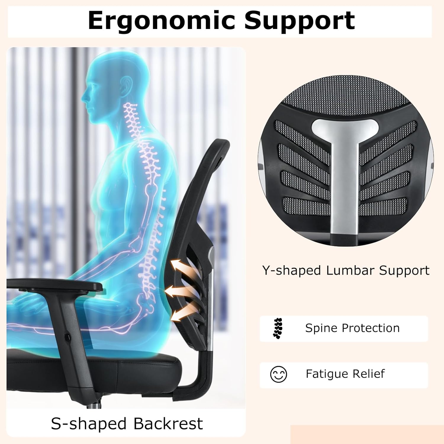Giantex Drafting Chair, Tall Office Chair with Adjustable Armrests & Footrest Ring, Ergonomic Computer Standing Desk Chair with Lumbar Support for Counter Height Desk, Home Office
