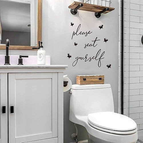 Miniatura 4 de Divertidas calcomanías de pared con texto en inglés Please Seat Yourself Bath, letrero de vinilo con texto en inglés Please Seat Yourself,