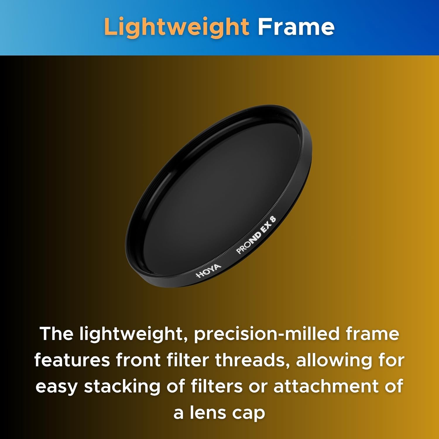 Hoya PRO ND-EX 82mm ND Filter ND8 — 3-Stop Light Reduction for Precise Exposure Control, ACCU-ND Technology for True Color, No IR Light Leaks, Neutral Density Camera Lens Filter for Photo & Video