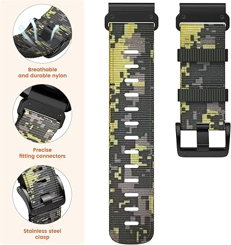 Vista 56 de Compatible con Garmin Fenix 7X/Fenix 6X/Fenix 5X/Fenix 8 2.008 in/5X Plus/6X Pro/7X Pro, correa de nailon Quickfit 26 para Tactix 7/Descent