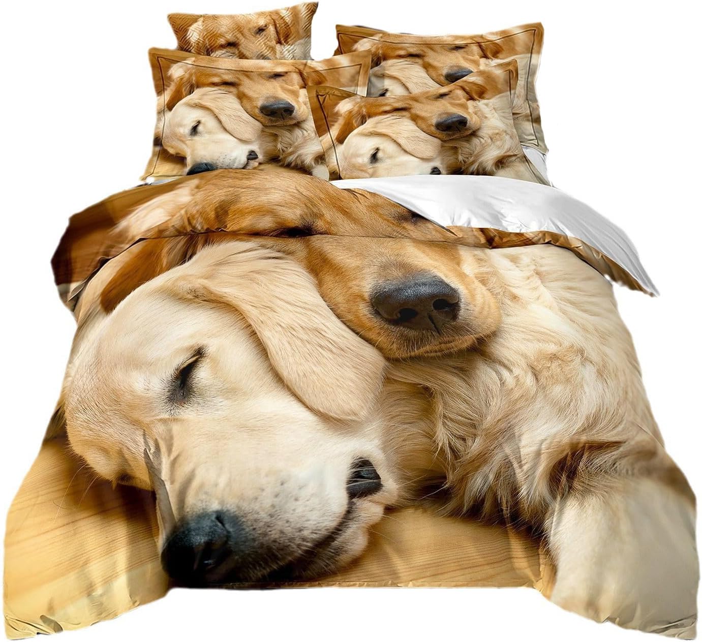 3D Animal Theme Bedding Set King Size Adorable Golden