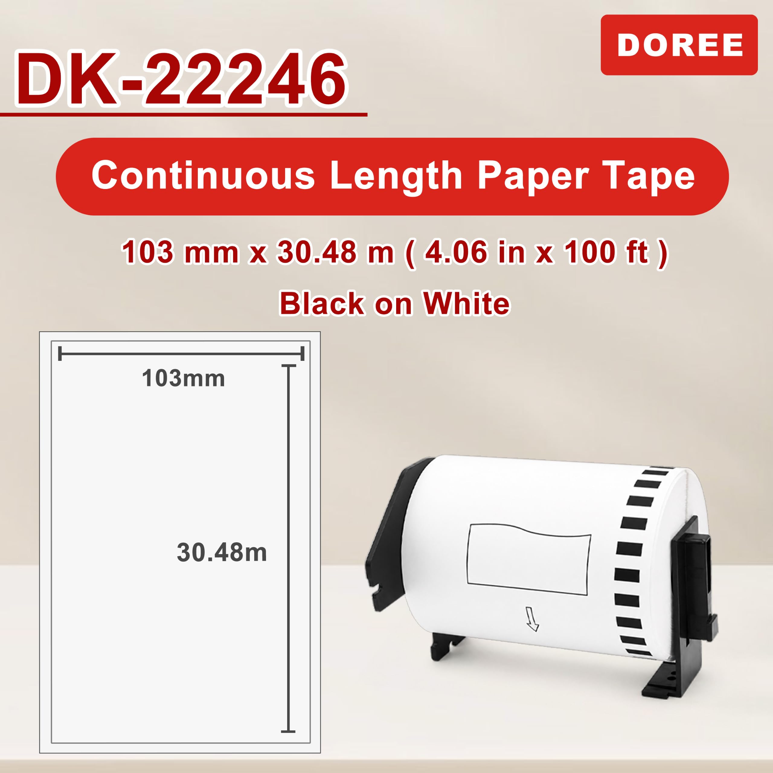 DOREE 10rotoli DK22246 103mm × 30,48m Etichette termiche adesive permanenti