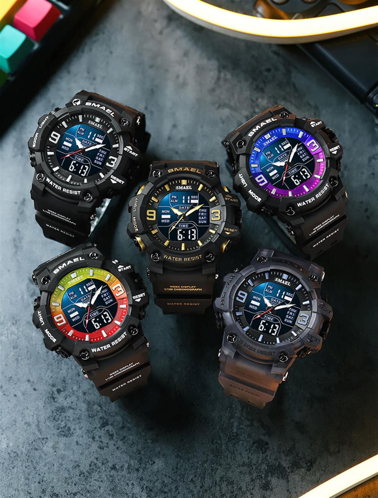 Montre De Sport pour Homme Numériques Montres Imperméable Digital Militaire Montres avec Alarme Mode Grand Cadran Montres