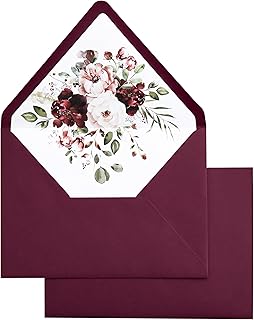 PONATIA 50PCS A7 Euro Flap Envelopes, 5.25 x 7.25'' Liner Envelope For 5...