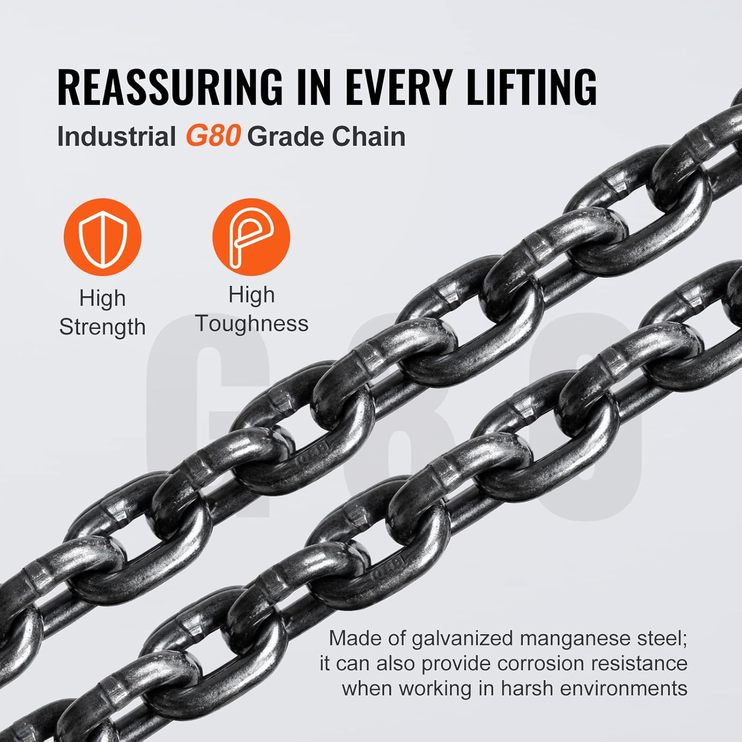 VEVOR Hand Chain Hoist, 2 Ton 4400 lbs Capacity 10 FT Come Along, G80 Galvanized Carbon Steel with Double-Pawl Brake, Auto Chain Leading & 360° Rotation Hook, for Garage Factory Dock