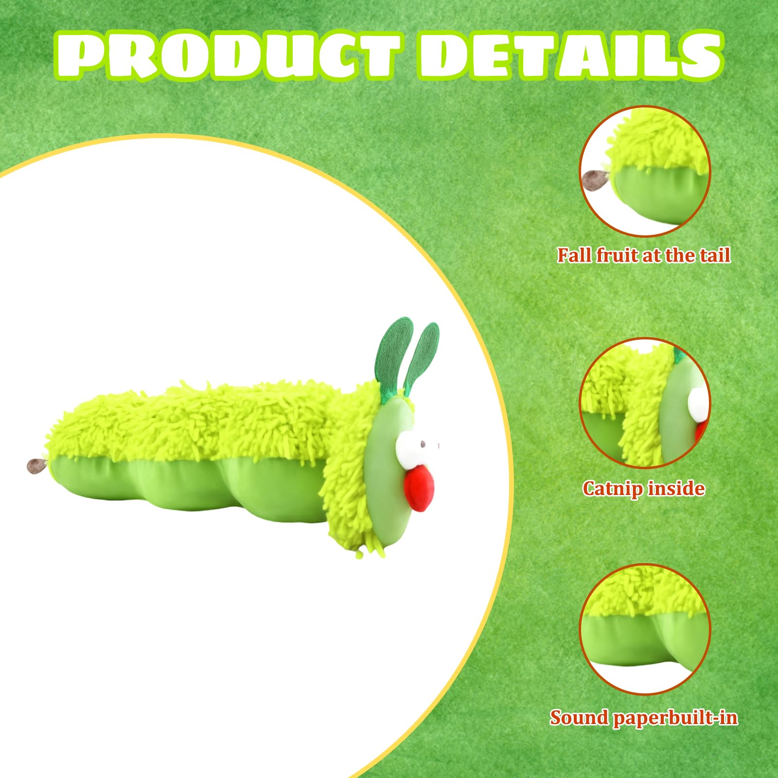 XLTXWD 3Pcs Catnip Toys for Cats Cat Chew Toy for Teeth Cleaning Caterpillar Toy With Catnip, Durable Cat Toys Catnip - Image 3