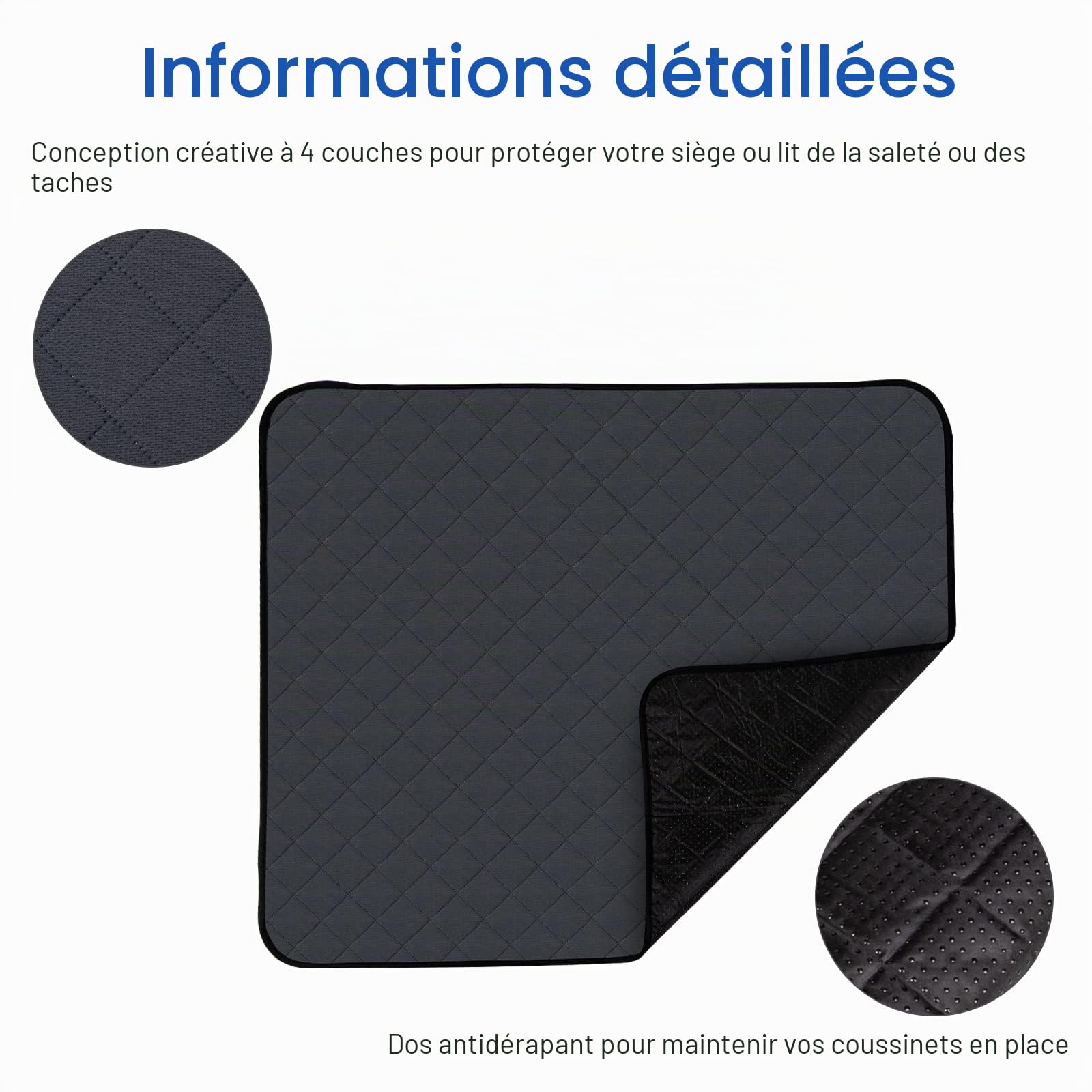Grand Tapis d'entraînement pour Chiot 150 x 150 cm Lavable en Machine Super Absorbant
