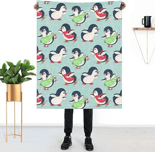AFHYZY Penguin Throw Blanket for Women Soft Summer Fleece Blanket Washable Travel Lightweight Blanket for Sofa Bed Couch All Season (50"x40")