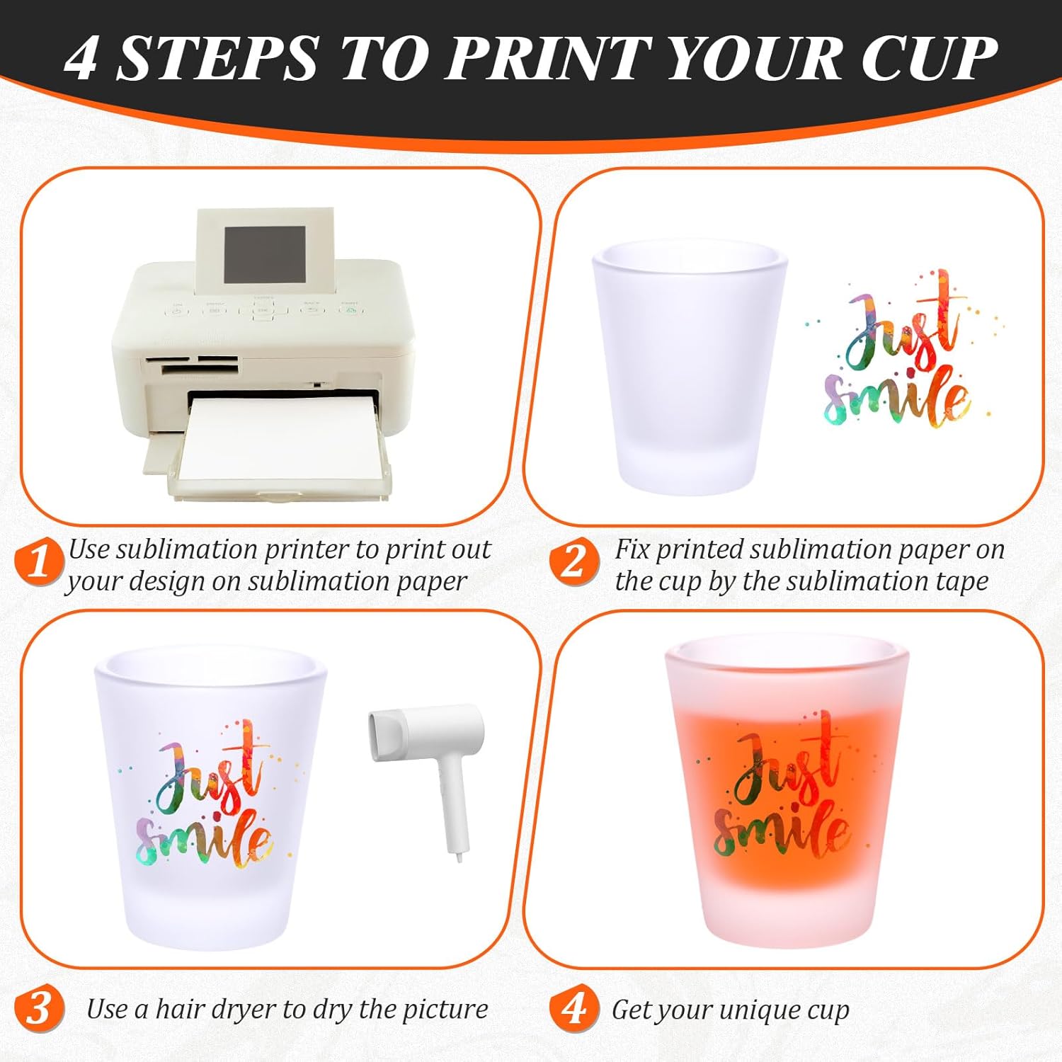 Roshtia 12 Pack Sublimation Frosted Shot Glass with Heavy Base 1.5 oz Sublimation Blanks Cups Cute Shot Glass Tumbler Bulk for Heat Press Personalized Gift Wedding Party - Image 3