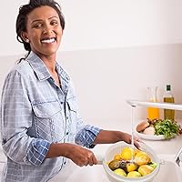 Vista 6 de Mobestech Manija de lavabo de plástico Manual para capa Cesta beige Lavado de frutas Drenaje de verduras Colador de utensilios Lavado de doble capa