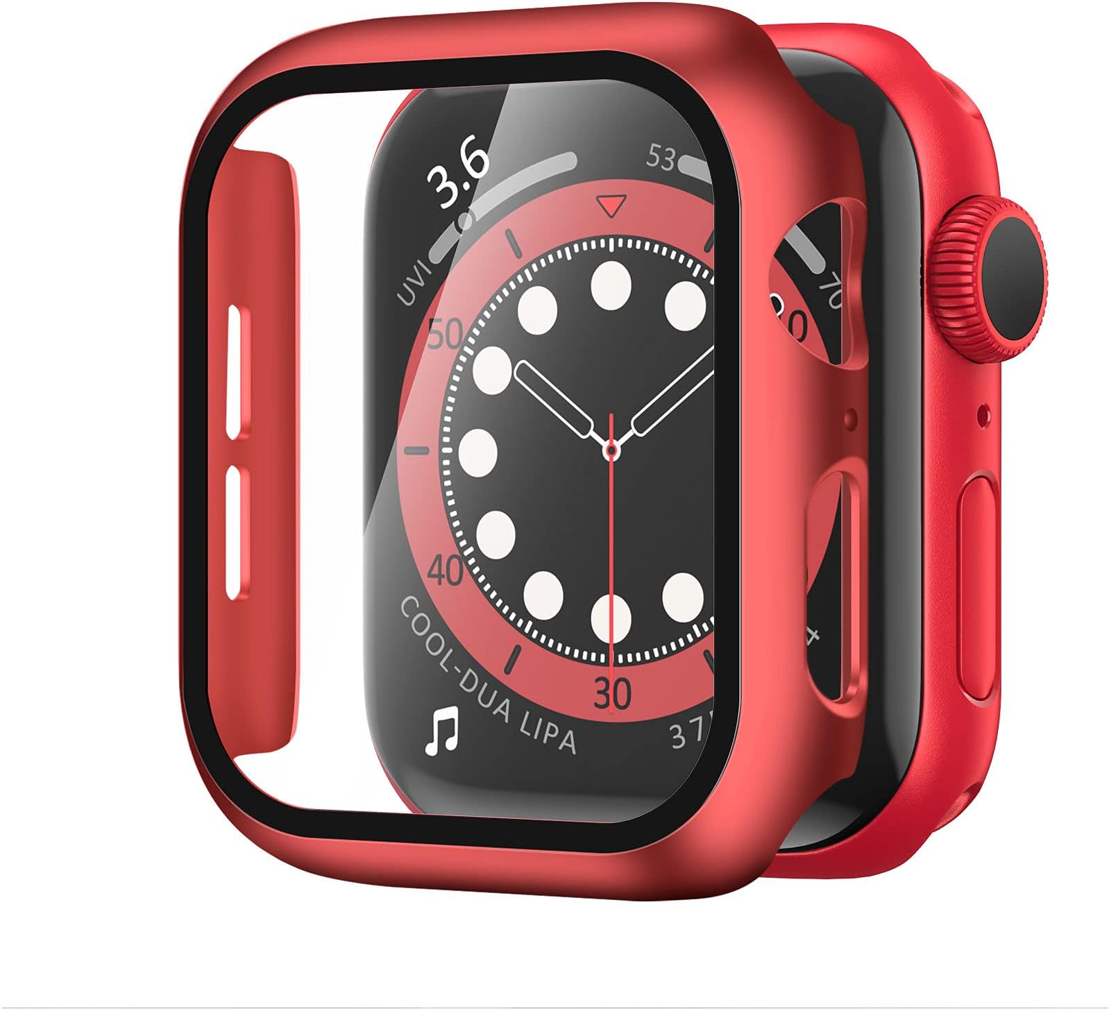 YMHML Case Compatible with Apple Watch Series 6 / SE 44mm Built-in Tempered Glass Screen Protector, Hard PC Protector Cover Thin Guard Full Coverage for iWatch 44mm (Red)