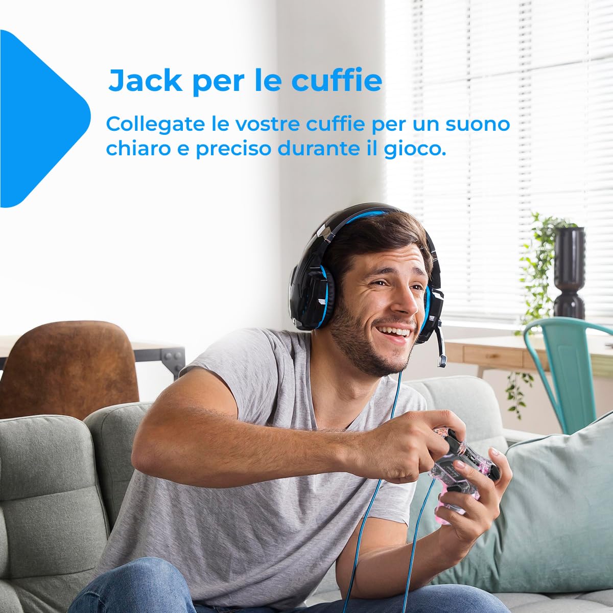 NK Controller per PS4 / PC/Android - Controller Wireless con 2-Shock, 6 assi, 2 pulsanti MACRO, 7 Modalità di Luce LED, Touchpad, Ingresso per Cuffie, Cavo di Ricarica incluso - Nero Trasparente