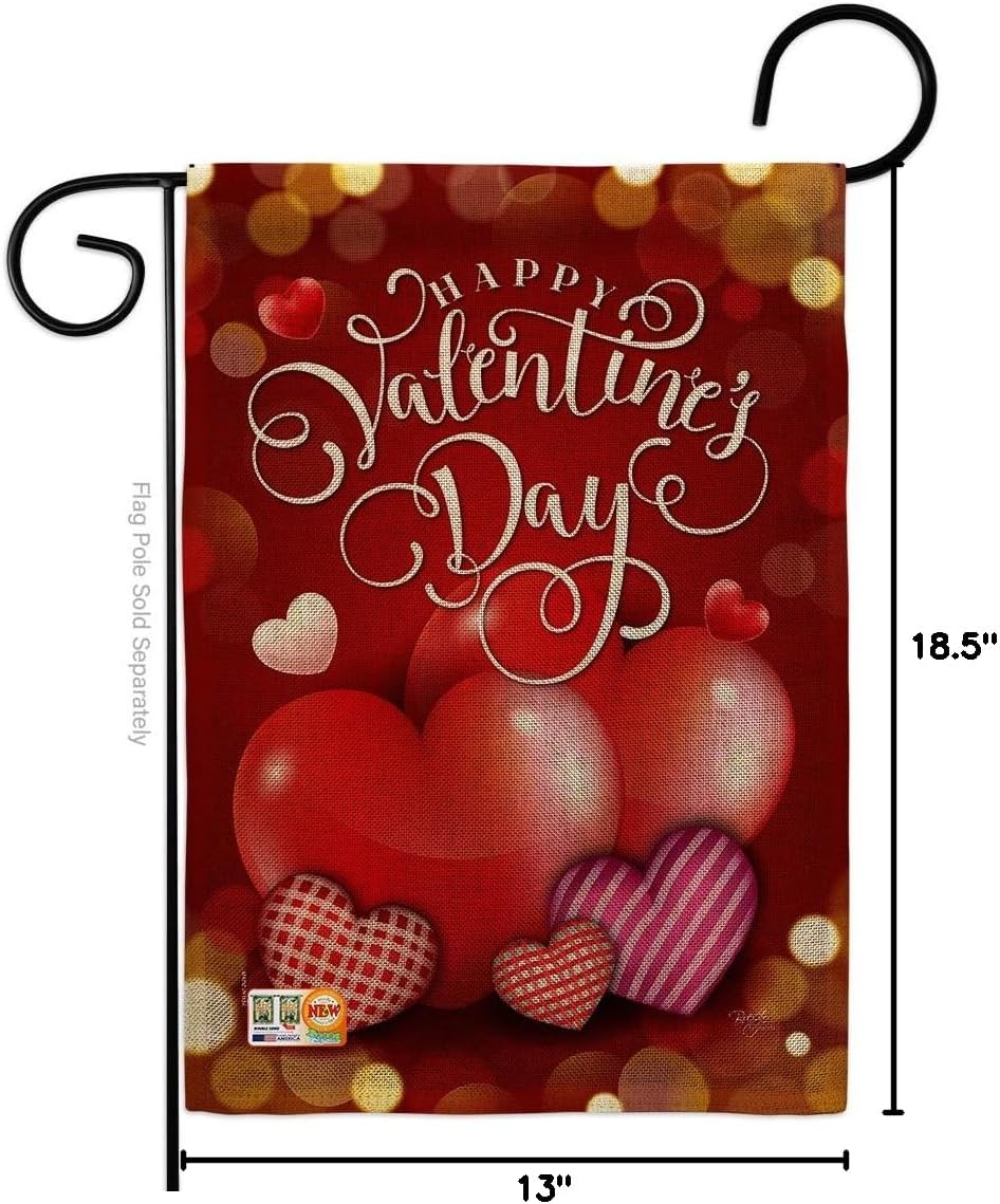 Beloved Valentines Day Burlap Garden Flag Springtime Valentine Happy Heart Couple Romantic February Holiday Love Small Decorative Gift Yard House Banner Double-Sided Made In USA 13 X 18.5