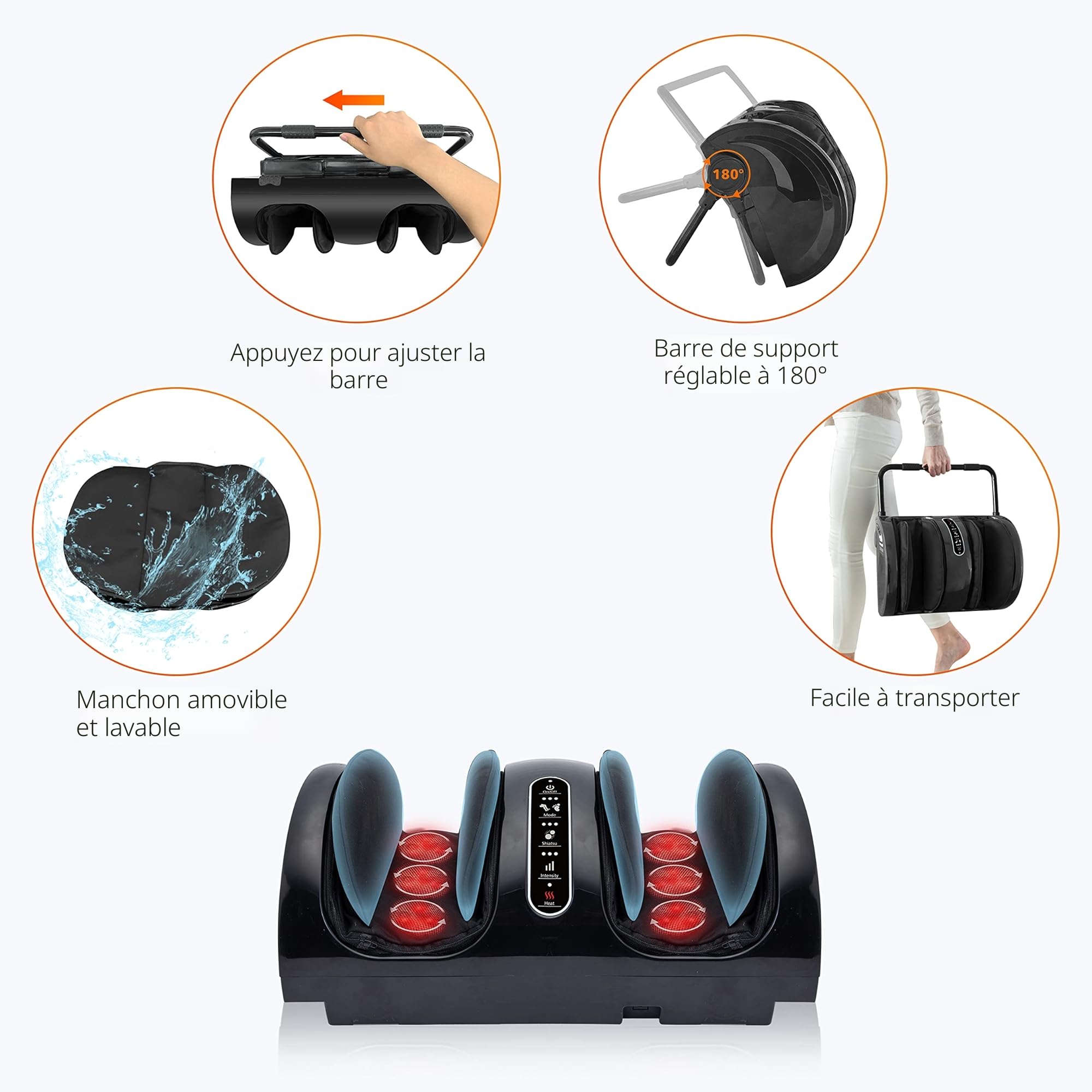 Snailax Appareil De Massage Des Pieds Avec Chaleur, Masseur Pieds Shiatsu, Massage Pied Par PéTrissage, Soulager Mollets/Chevilles/Jambes,Cadeau Maman Papa Homme Femme