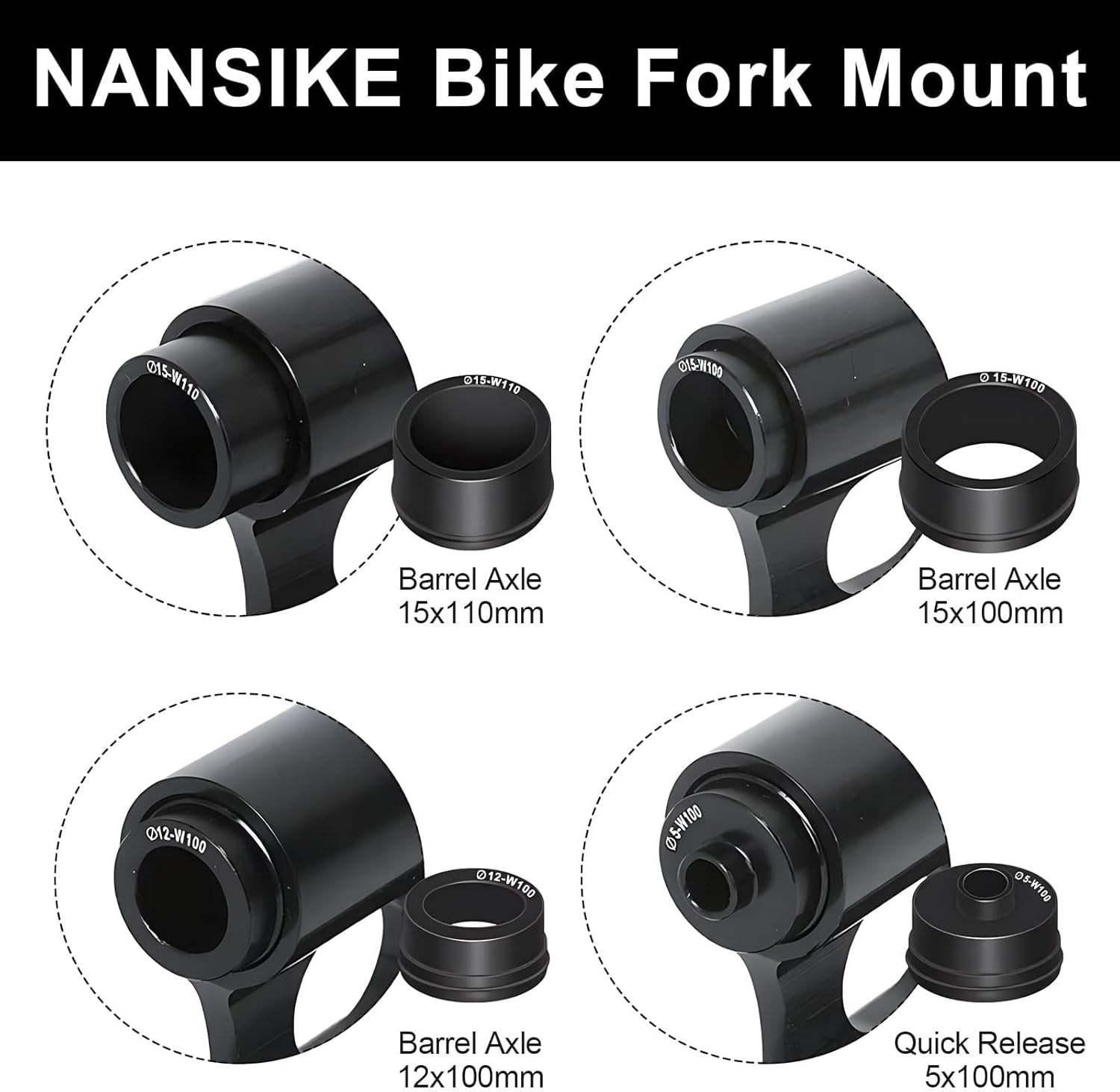 Bike Fork Mount, Aluminum Alloy Bicycle Fork Block Thru Axle Wheel Holder, Car Roof Bike Rack for Truck/Trailer/Bikes Racks Black