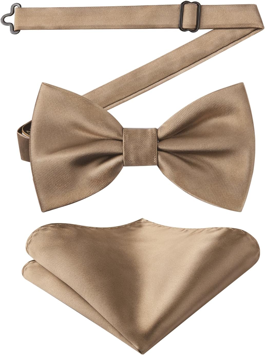 HISDERN Bow Ties for Men Solid Color Pre-Tie Bow Tie and Pocket Square Set Classic Formal Tuxedo Bowties for Wedding Party