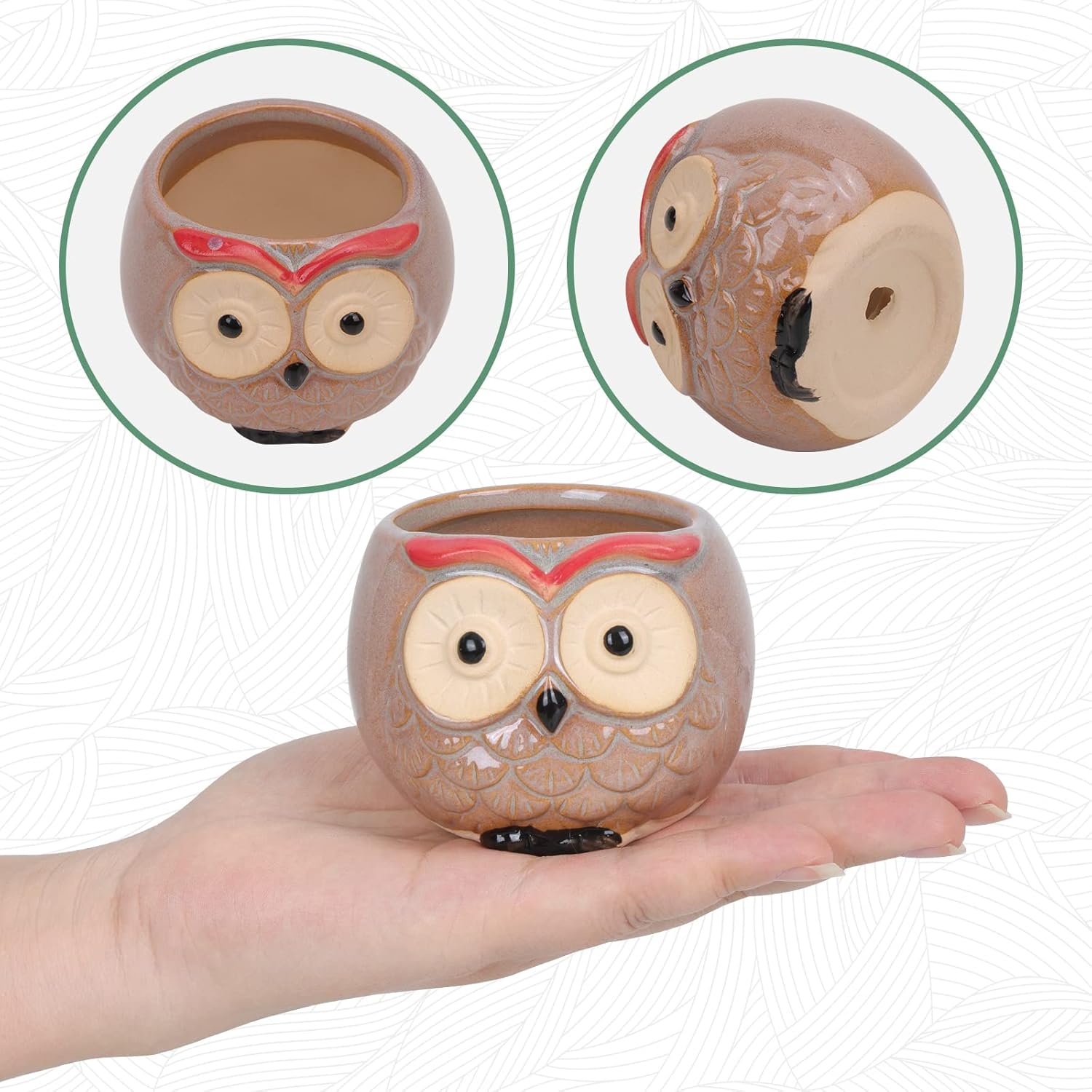 Whonline 8pcs Owl Pot Ceramic Succulent Plant Pot Cactus Plant Pot Flower Pot Container Planter with Drainage Hole Home Office Desk Garden Gift Idea 2.5 Inch : Patio, Lawn & Garden