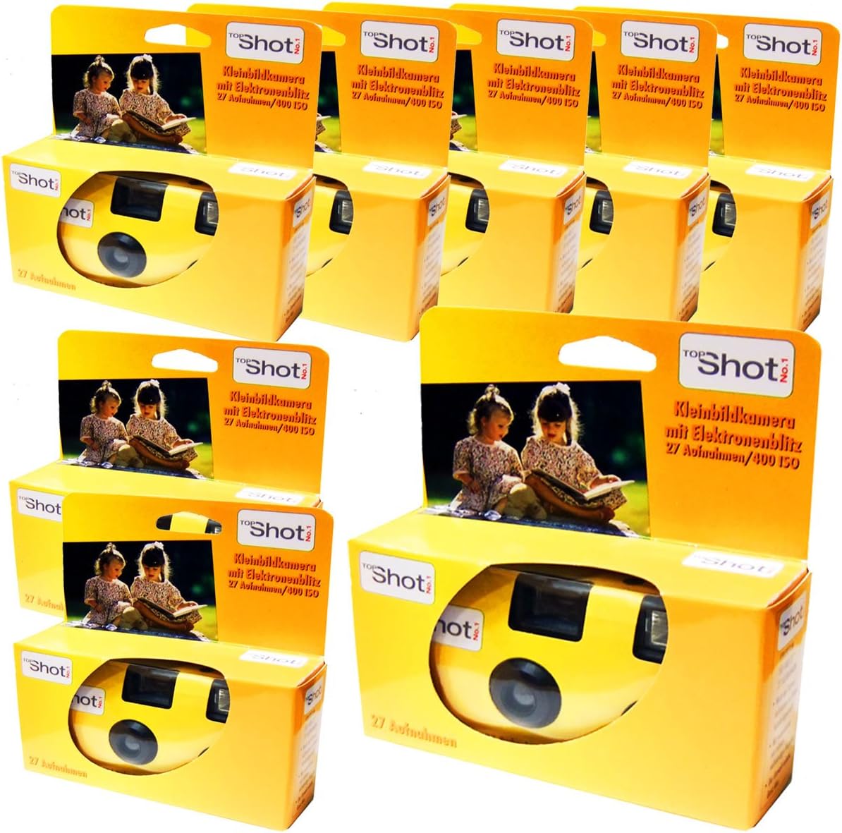 TopShot 400 Disposable Cameras with Built-in Flash (Pack of 8 Camera 27 Pictures)