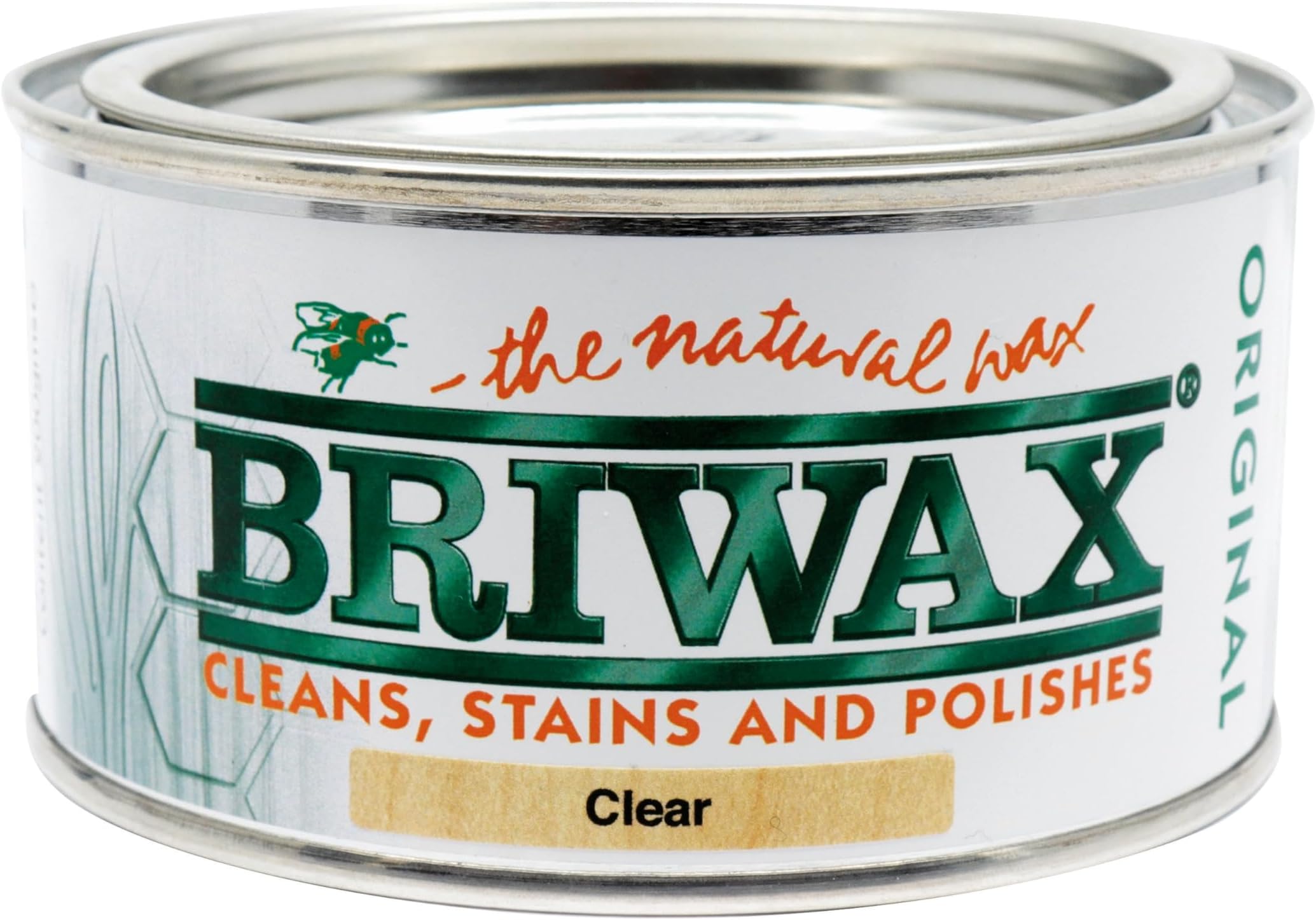 Briwax Original Clear 200g - New Size for Smaller Jobs - The Natural Wax - Cleans, Stains and Polishes