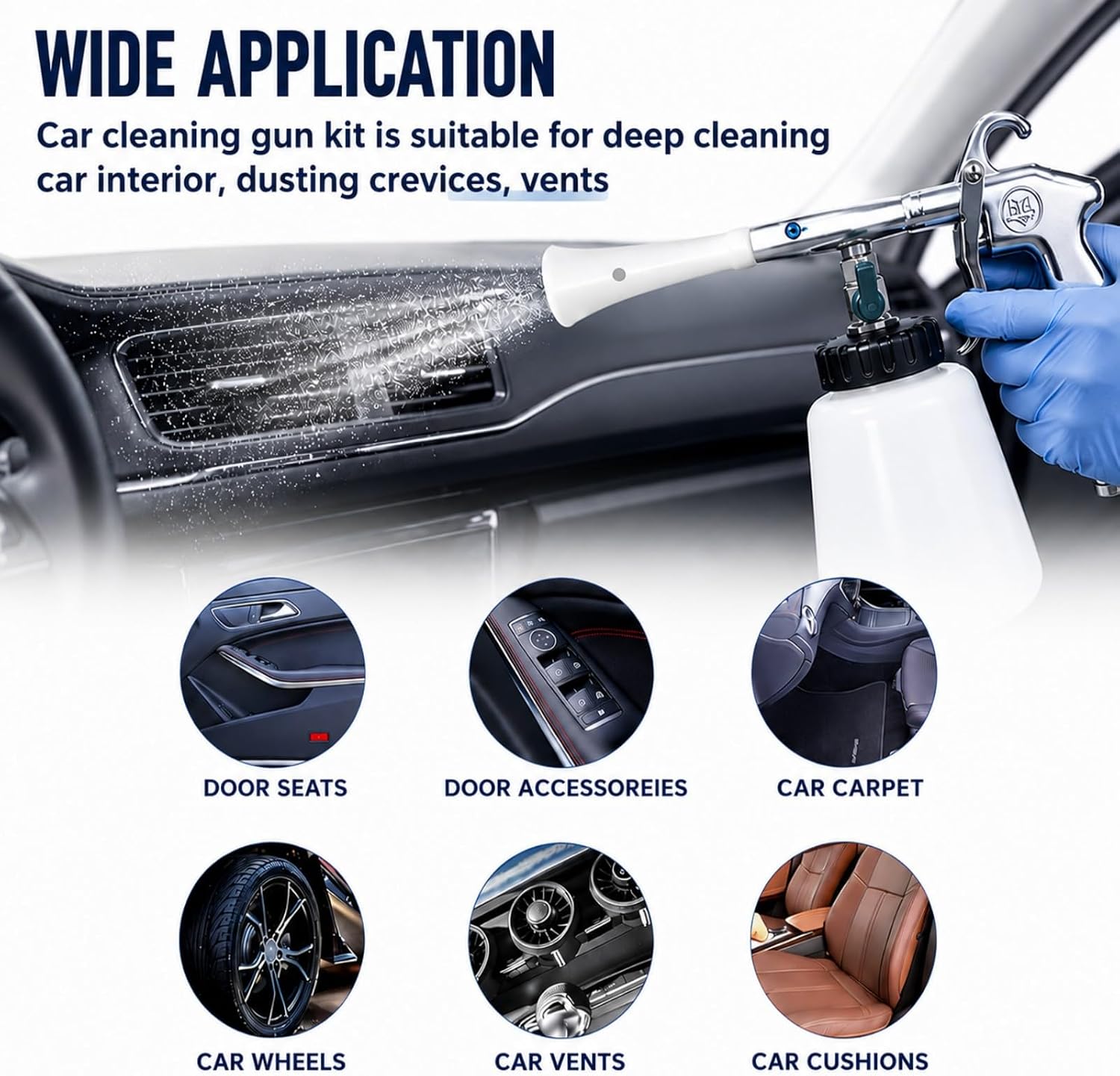 Car Cleaning Gun Rebuild Kit for Z-010 & Z-014, Replacement Parts for Classic Car Cleaning Gun and Air Blow Out Tool with Cone Weighted Tube Washer to Restore Air Pressure