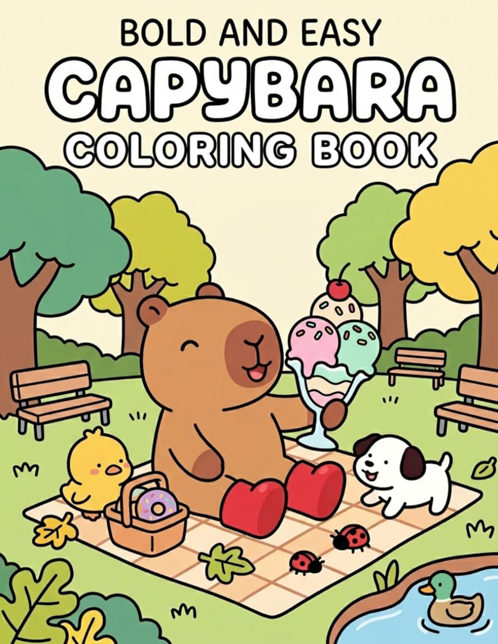 Bold and Easy Capybara Coloring Book: A Whimsical Adventure For Cute Animals | Simple, Relaxing Illustrations of Cute Capybaras, Playful Pals for All Ages